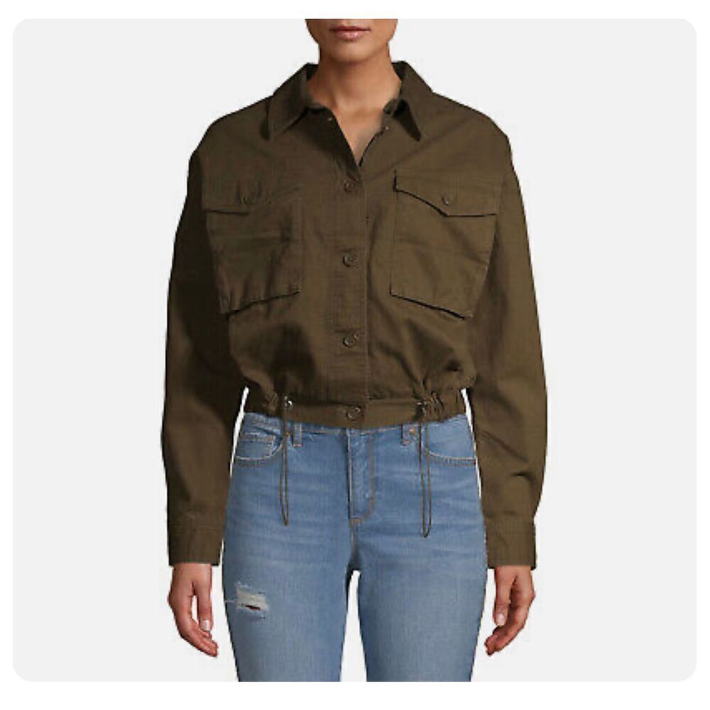 NWT Womens No Boundaries Cinched Utility Olive Rich Green Jacket - Sz S